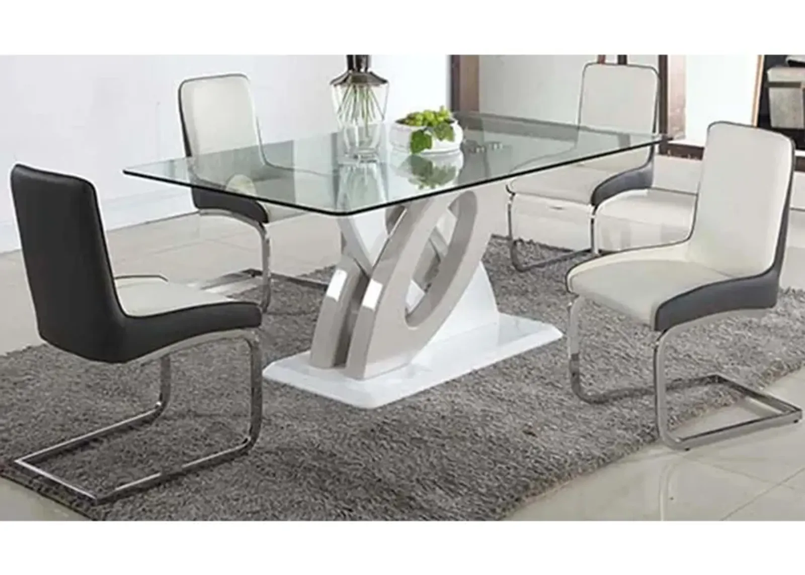 Dreamhouse 5-pc. Dining Set in Clear/Gloss White/Gray by Chintaly Imports