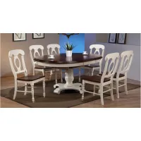 Fenway 7-pc. Dining Set w/ Leaf in Antique White/Chestnut by Sunset Trading