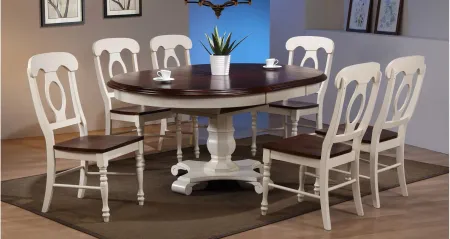 Fenway 7-pc. Dining Set w/ Leaf in Antique White/Chestnut by Sunset Trading