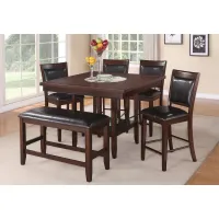Fulton 6-pc. Counter-Height Dining Set w/Bench in Espresso by Crown Mark
