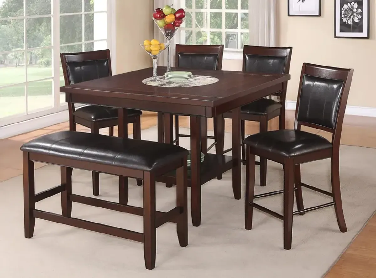 Fulton 6-pc. Counter-Height Dining Set w/Bench in Espresso by Crown Mark