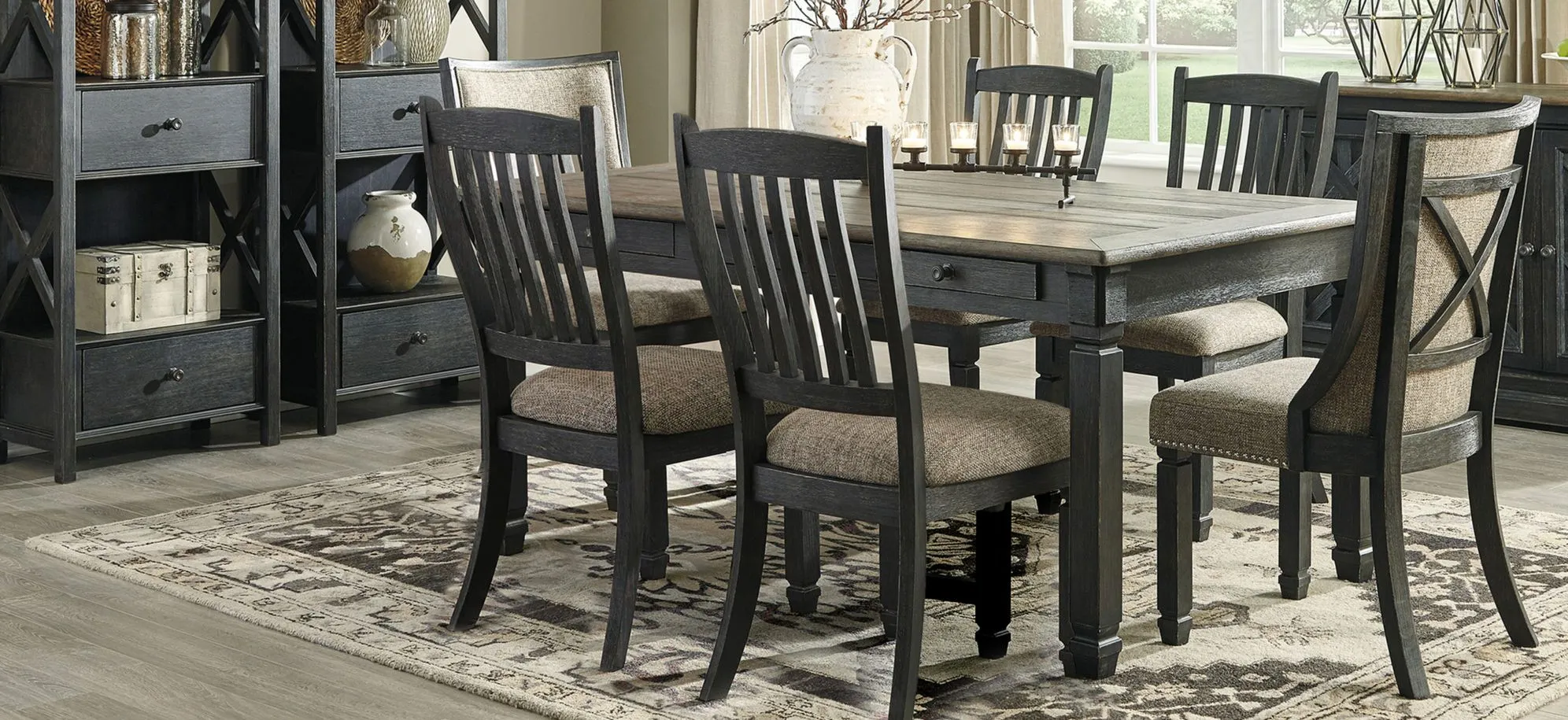 Vail 7-pc. Dining Set in Gray / Black by Ashley Furniture