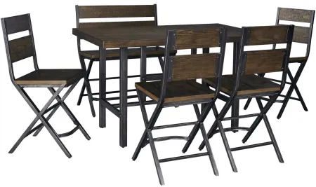 Stoddard 6-pc. Counter-Height Dining Set w/ Bench in Medium Brown by Ashley Furniture