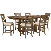 Montana 7-pc. Counter-Height Dining Set w/ Leaves in Beige / Grayish Brown by Ashley Furniture