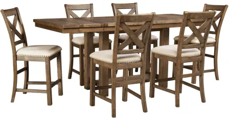 Montana 7-pc. Counter-Height Dining Set w/ Leaves in Beige / Grayish Brown by Ashley Furniture