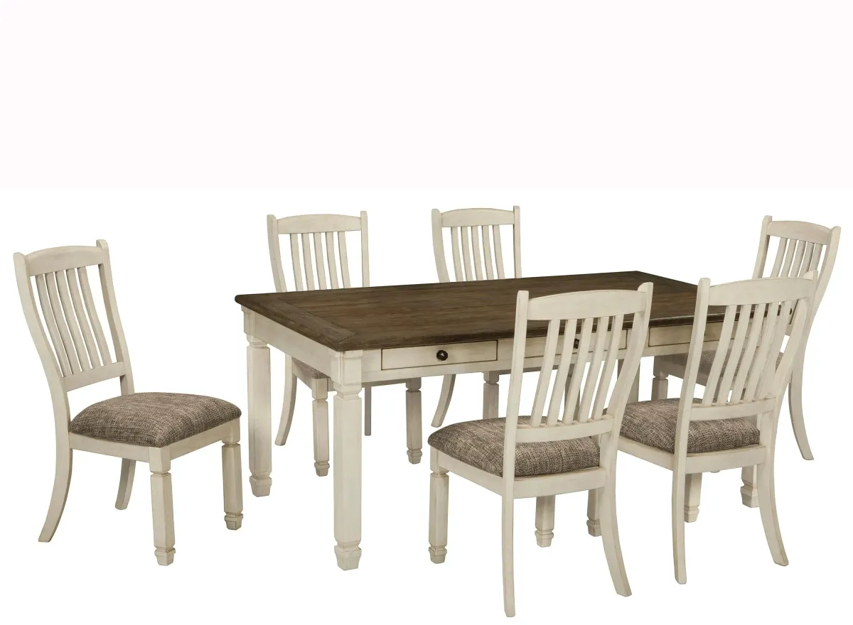 Aspen 7-pc. Dining Set in Light Brown / Antique White by Ashley Furniture