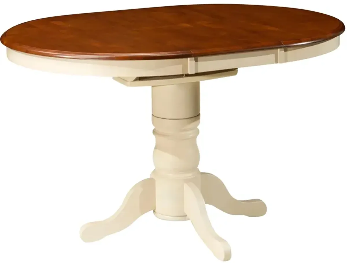 Kenton II Adjustable-Height Dining Table w/ Leaf in Buttermilk / Dark Walnut by Bellanest