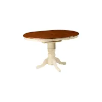 Kenton II Adjustable-Height Dining Table w/ Leaf in Buttermilk / Dark Walnut by Bellanest