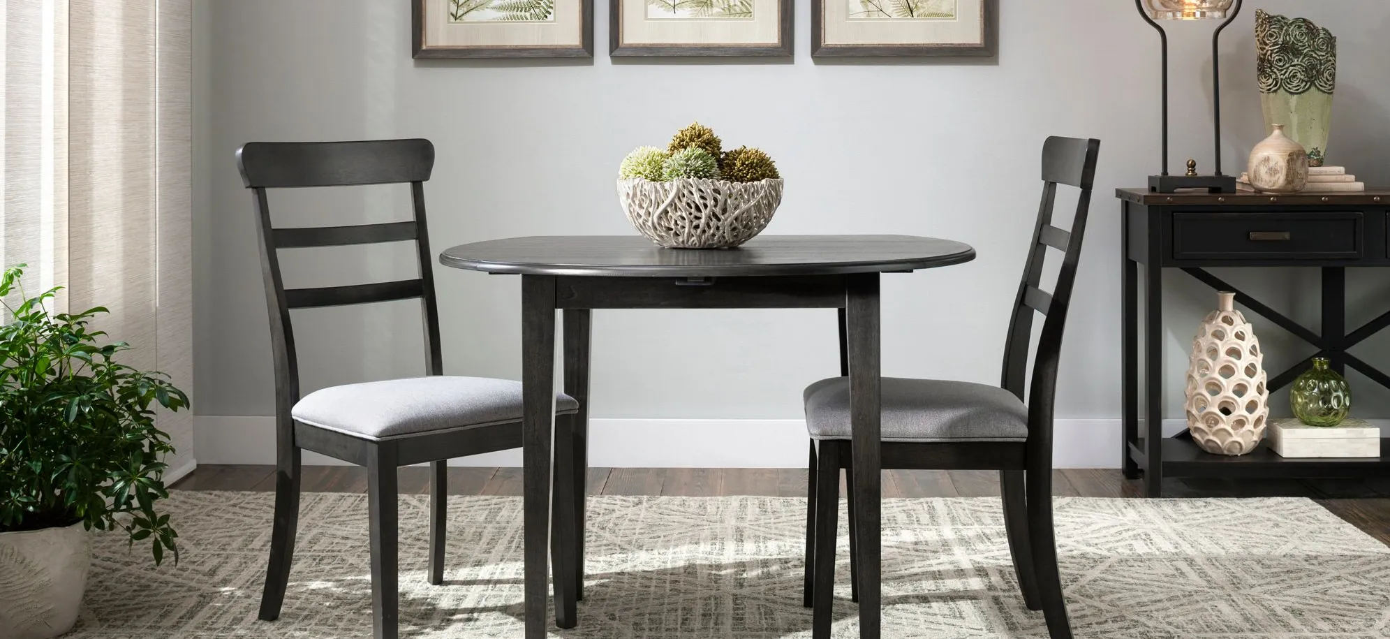 Hayes 3-pc. Dining Set in Charcoal Gray by Bellanest