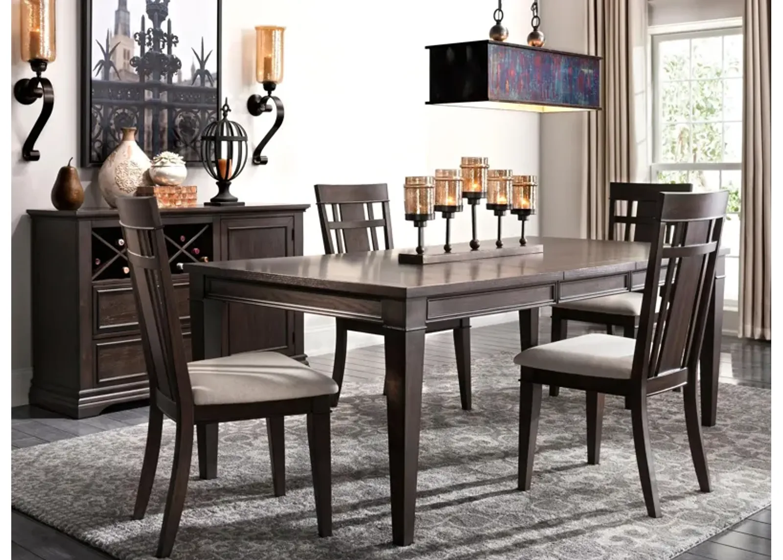 Sheffield 5-pc Dining Set in Dark Oak / Light Brown by Homelegance