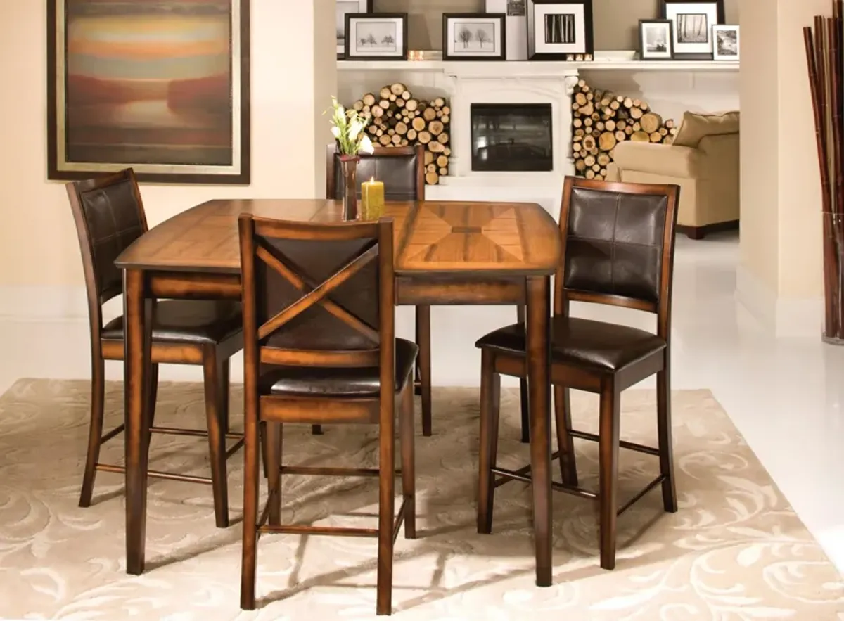 Denver 5-pc Counter-Height Dining Set in Amber / Dark Brown by Homelegance