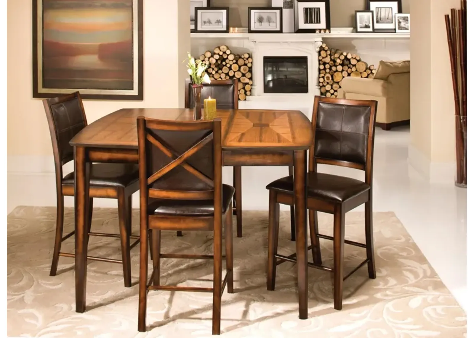 Denver 5-pc Counter-Height Dining Set in Amber / Dark Brown by Homelegance