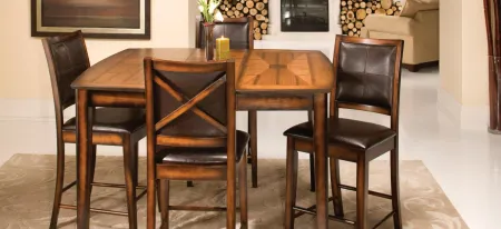 Denver 5-pc Counter-Height Dining Set in Amber / Dark Brown by Homelegance