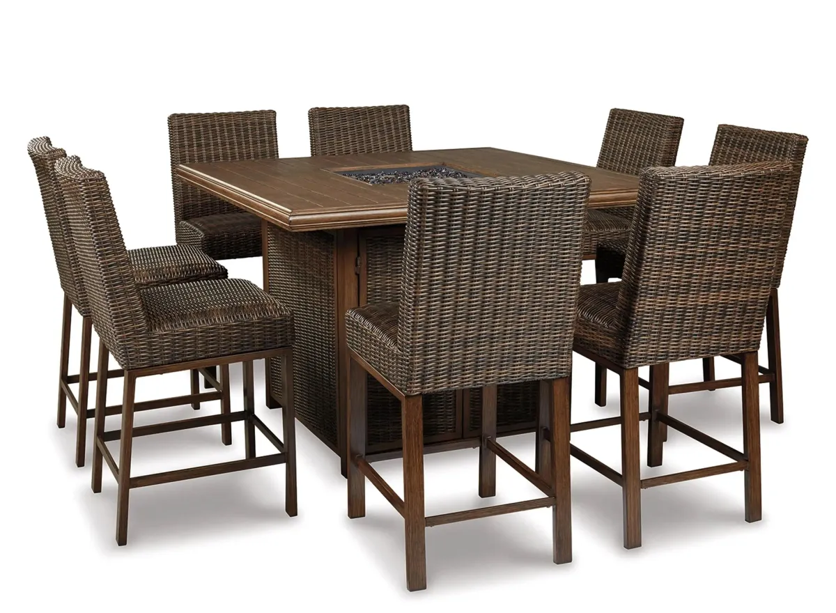 Paradise Trail Outdoor Dining Set -9-pc.. in Brown by Ashley Furniture