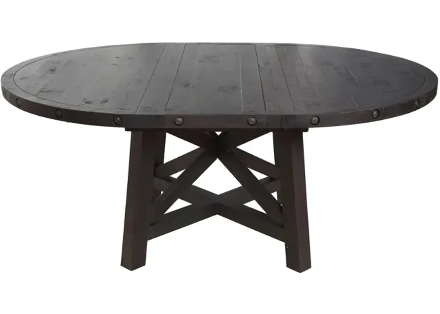 Zabela Round Dining Table w/ Leaf in Black Pine by Bellanest