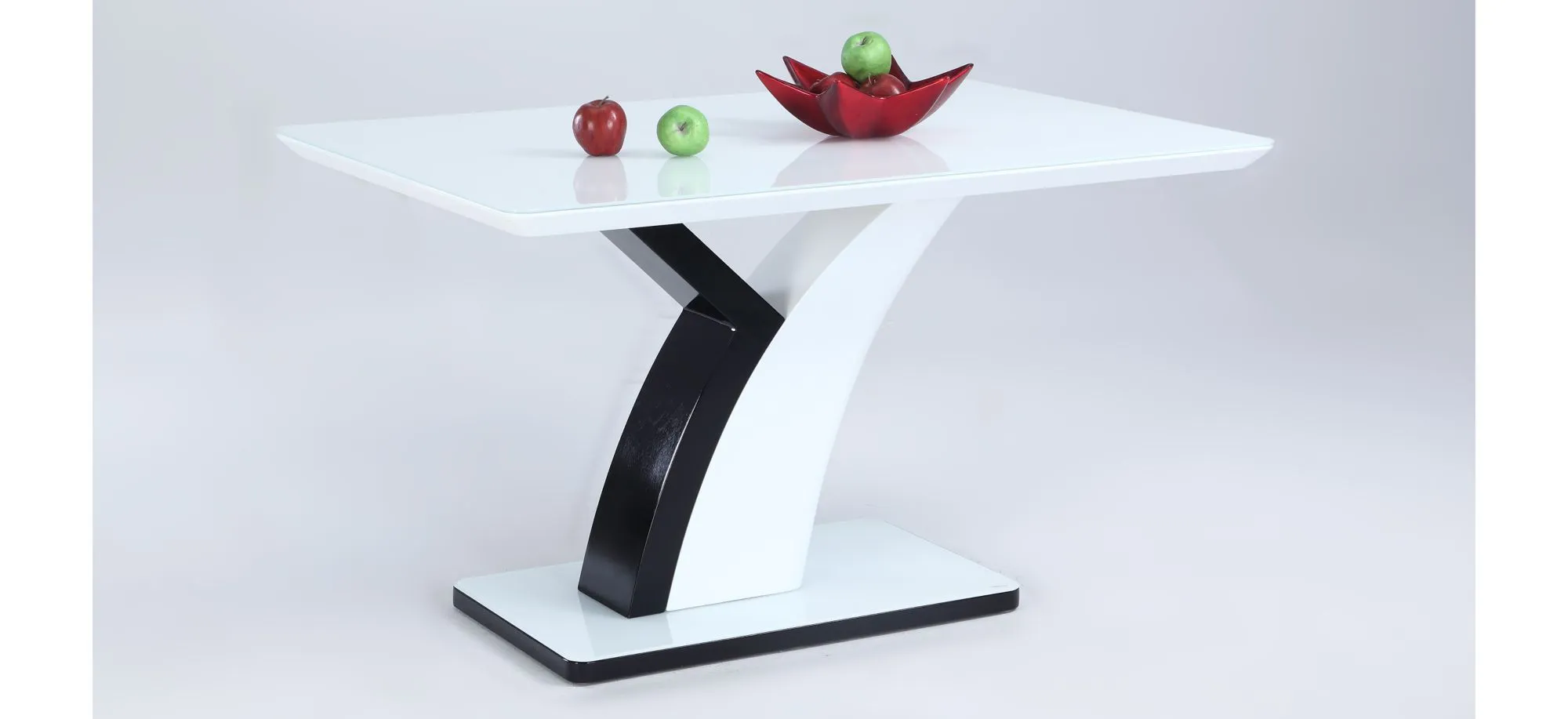 Natasha Dining Table in White / Black by Chintaly Imports