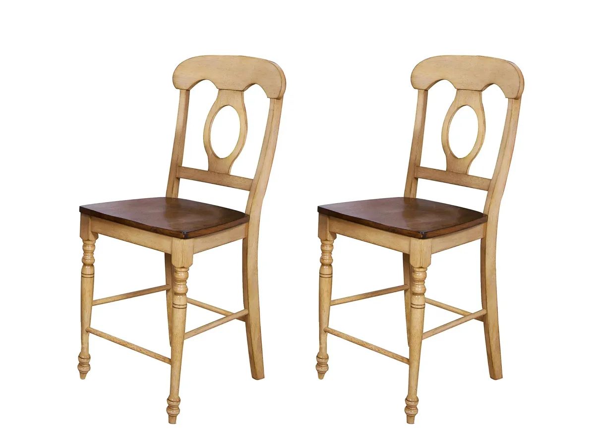 Brook Napoleon Barstool: Set of 2 in Wheat and pecan by Sunset Trading