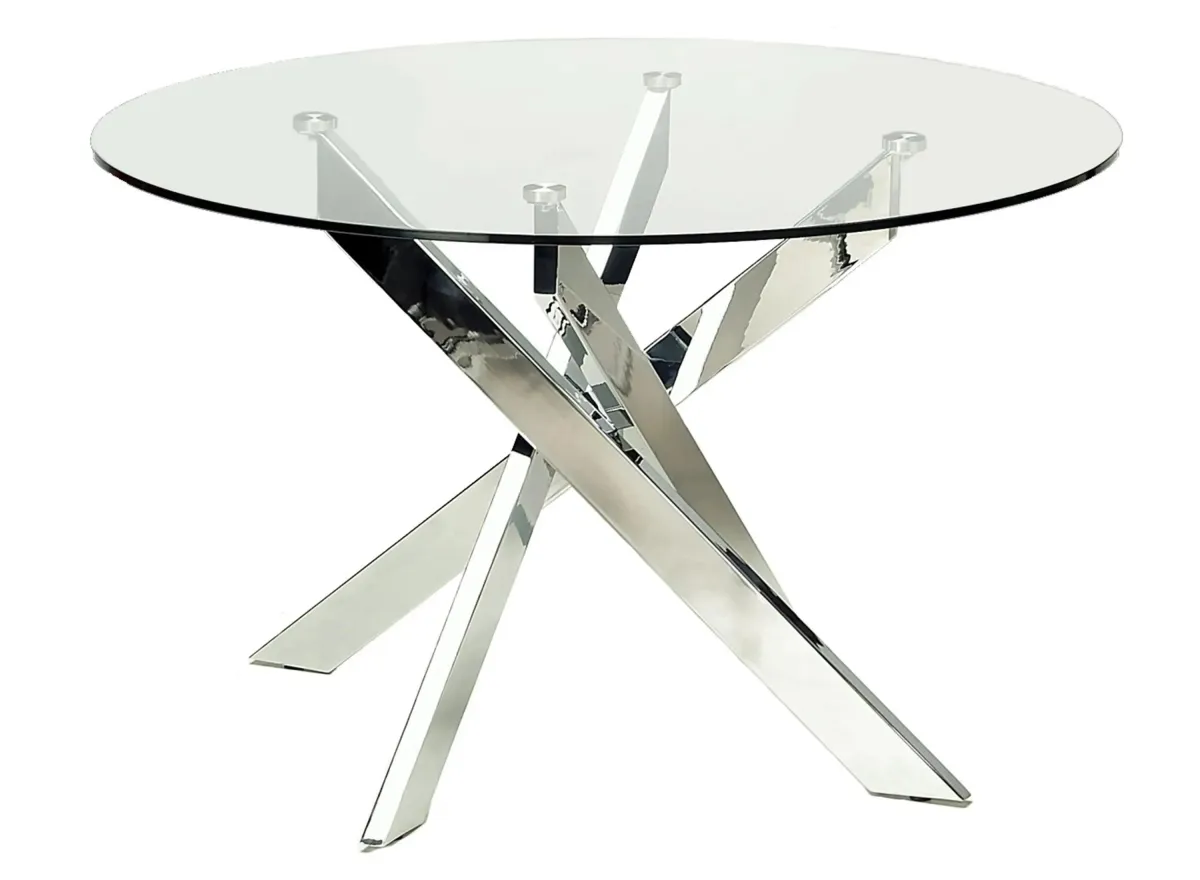 Dusty Dining Table in Chrome by Chintaly Imports