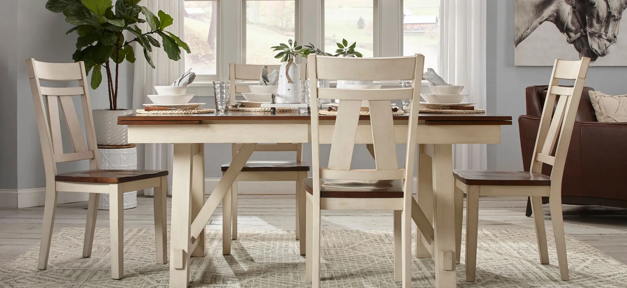 Vista Bay 5pc. Dining Set in WHITE/CHERRY by Davis Intl. by Raymour & Flanigan