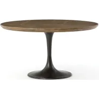 Powell 55" Round Dining Table in Dark Rustic Black by Four Hands