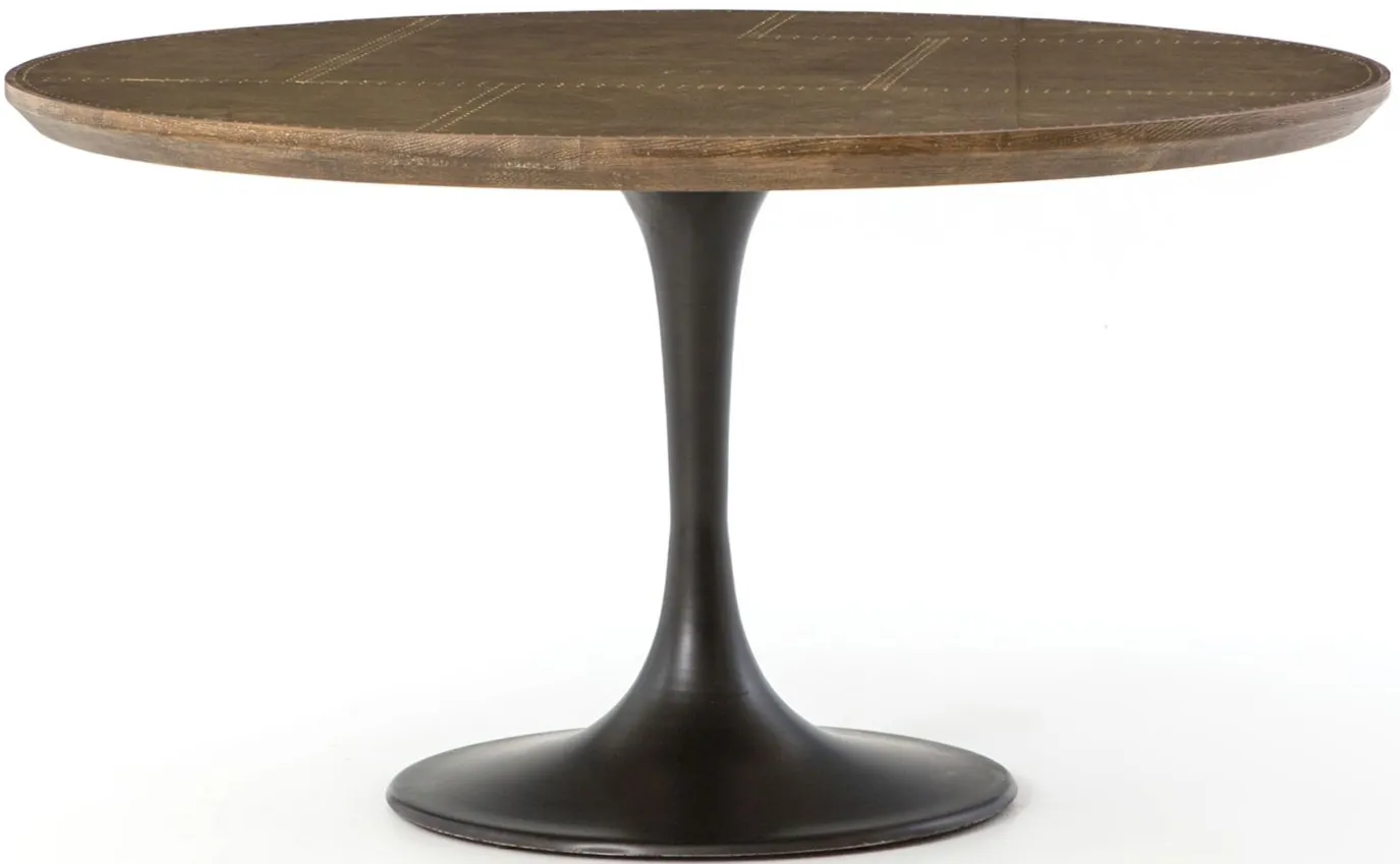Powell 55" Round Dining Table in Dark Rustic Black by Four Hands