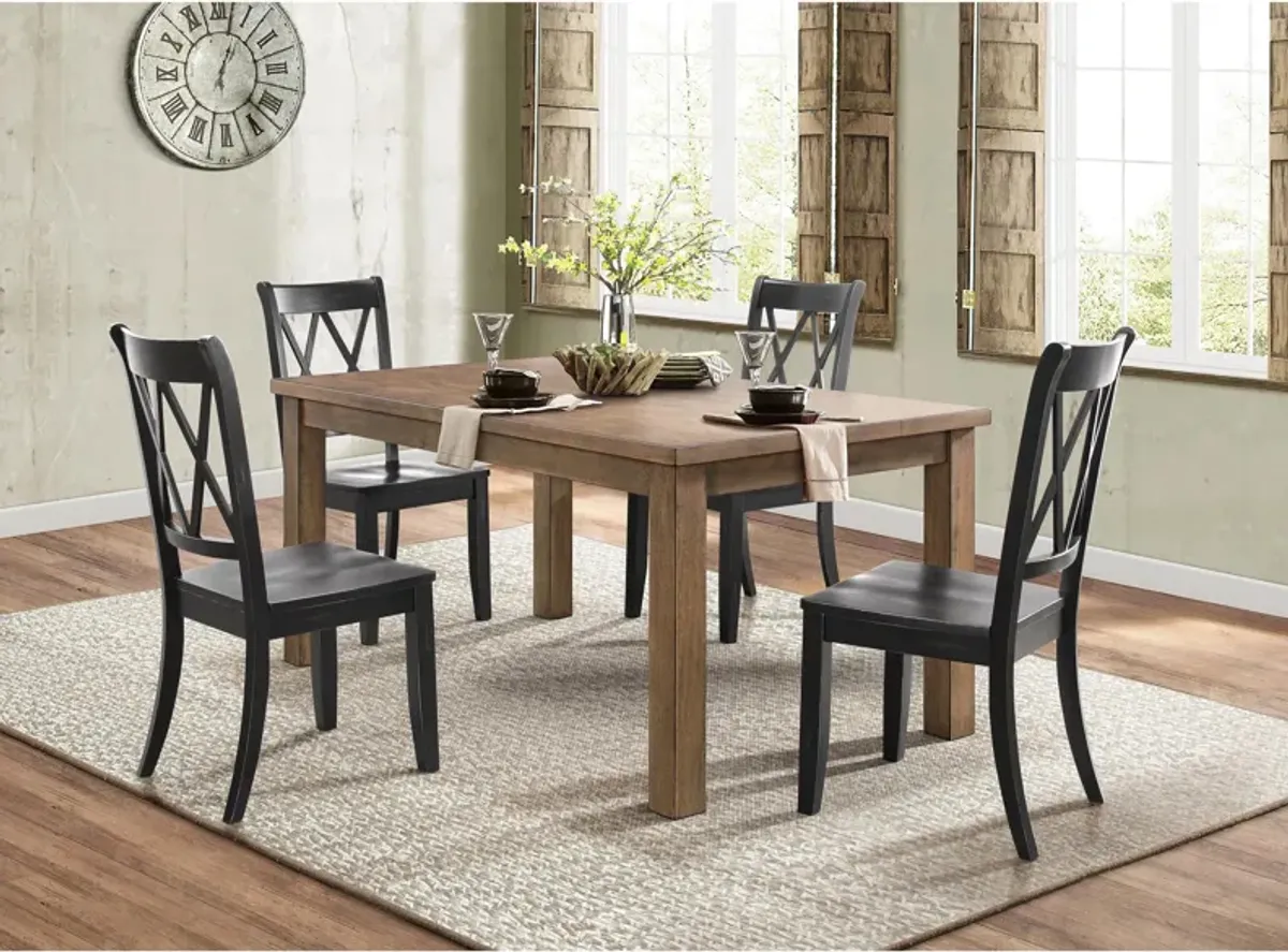 Salena 5-pc Dining Set in Natural & Black by Homelegance