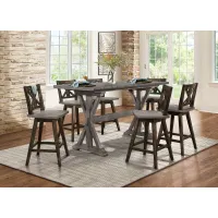Trouvaille 7-pc. Counter Height Dining Set in Gray / Black by Homelegance