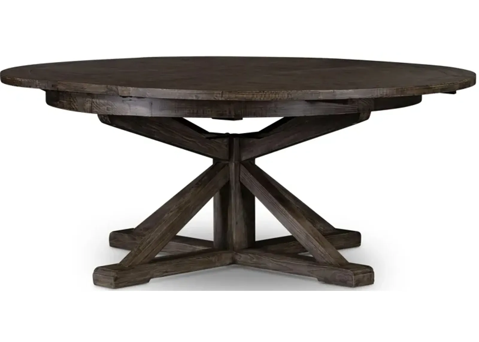 Cintra 63" Round Extension Dining Table in Rustic Black Olive by Four Hands