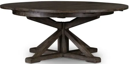 Cintra 63" Round Extension Dining Table in Rustic Black Olive by Four Hands