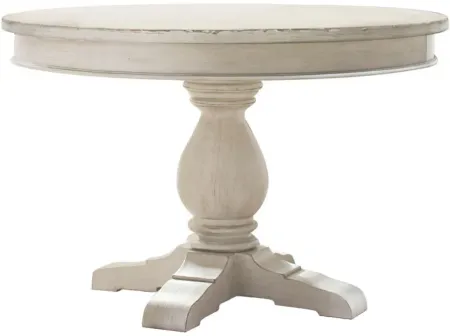 Aberdeen Round Dining Table w/ Leaf in Weathered Worn White by Riverside Furniture
