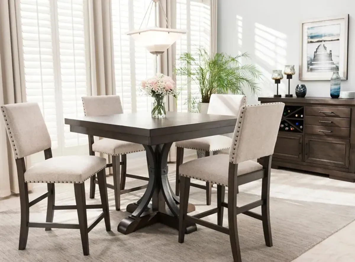 Halloway 5-pc. Counter-height Dining Set in Gray / Espresso by Davis Intl.