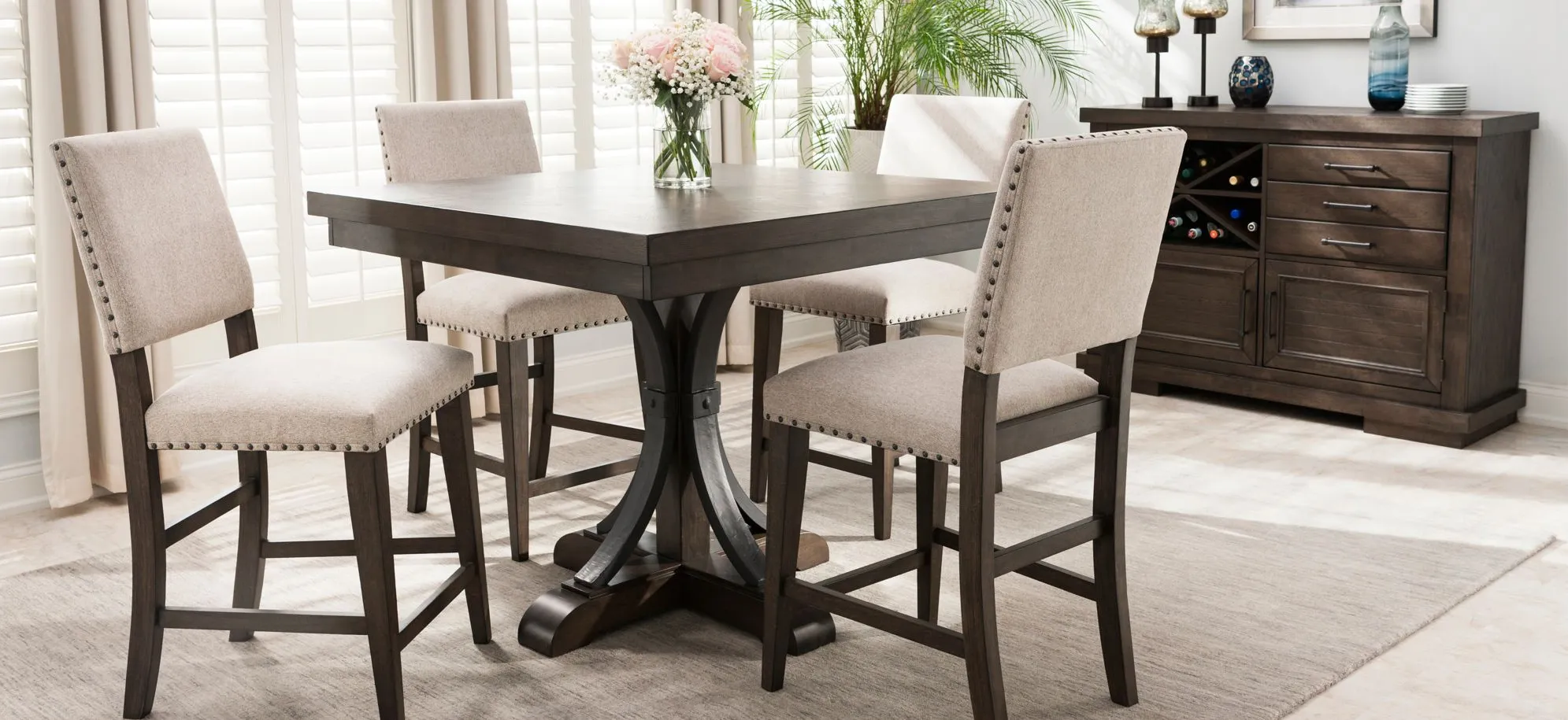 Halloway 5-pc. Counter-height Dining Set in Gray / Espresso by Davis Intl.