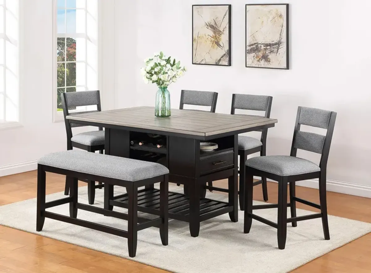 Frey 6-pc Counter Height Dining Set in Black;Light Gray;Dark Gray by Crown Mark