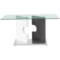 Currin Pedestal Dining Table in White and Grey by Global Furniture Furniture USA