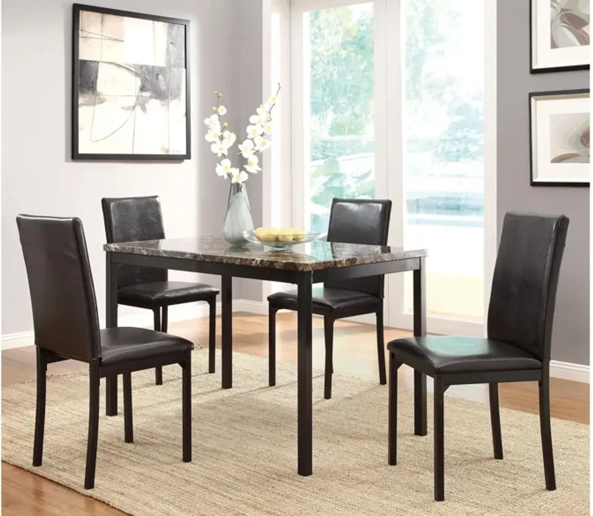 Paseo 5-pc Dining Set in Black by Homelegance