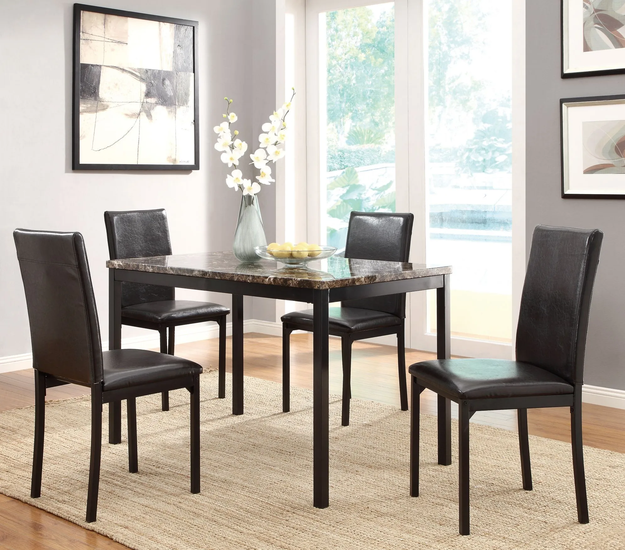 Paseo 5-pc Dining Set in Black by Homelegance