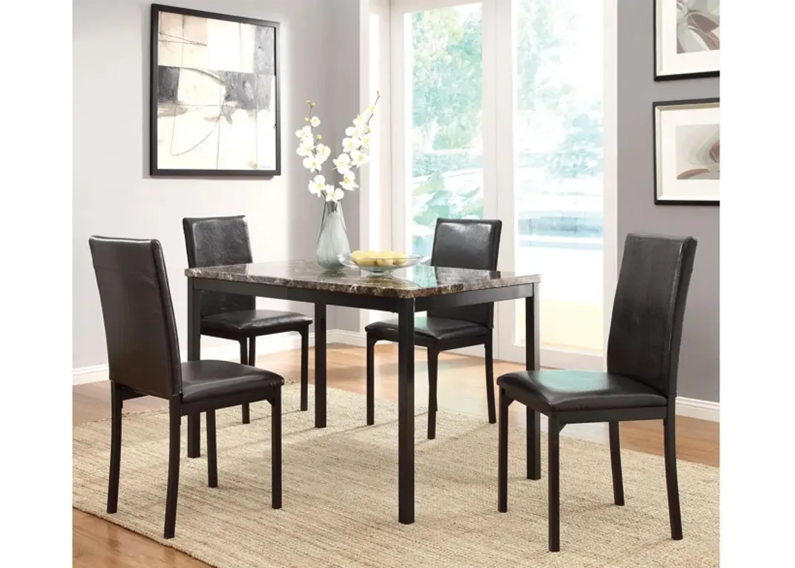 Paseo 5-pc Dining Set in Black by Homelegance