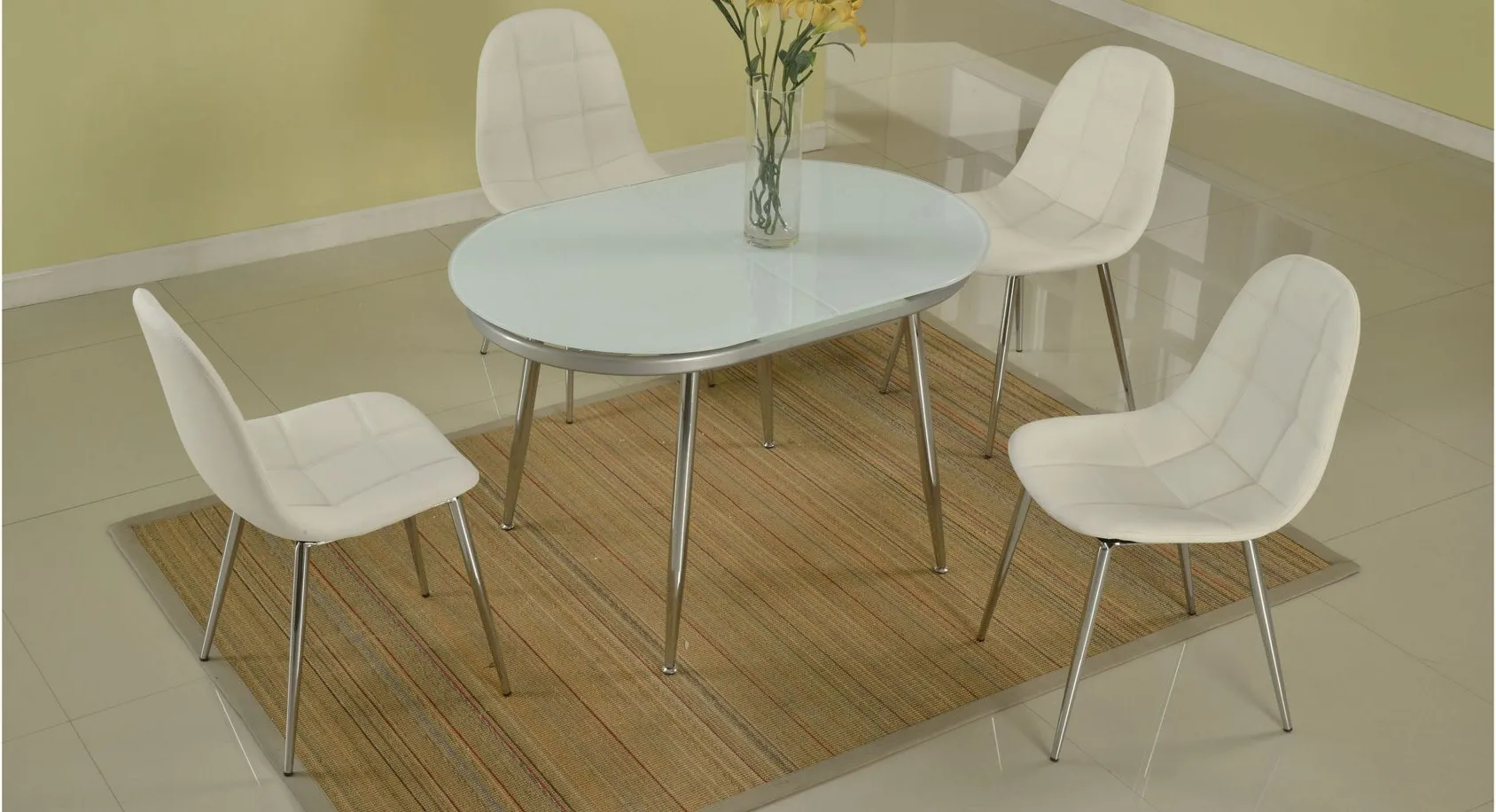 Donna 5-pc. Dining Set in White by Chintaly Imports