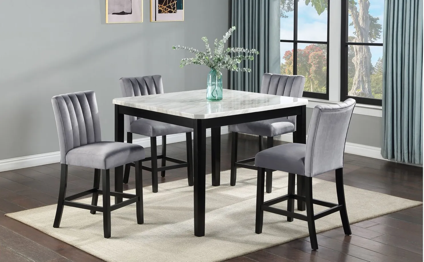 Pascal Counter Height 5-PC. Dining Set in Black;White;Gray by Crown Mark