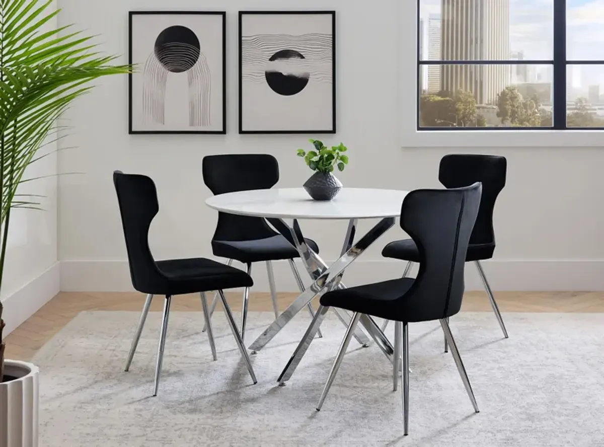 Macie 5-pc Dining Set in Black;White;Chrome by Bellanest