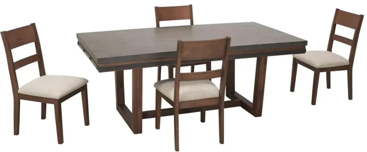 Santa Cruz 5-pc. Dining Set in Rustic Brown by Bellanest