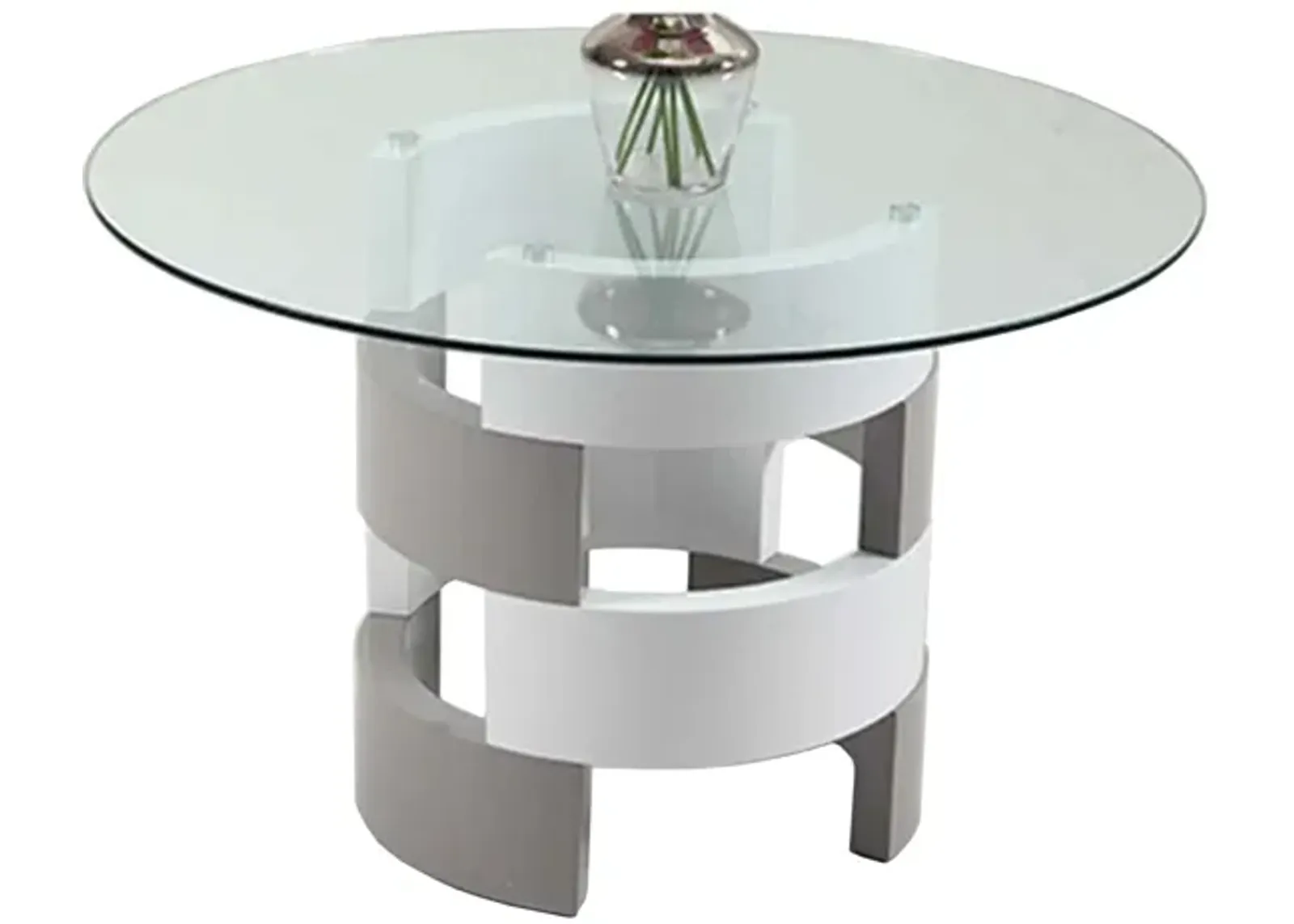 Hilary Dining Table in Clear/Gloss White/Gray by Chintaly Imports