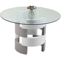 Hilary Dining Table in Clear/Gloss White/Gray by Chintaly Imports
