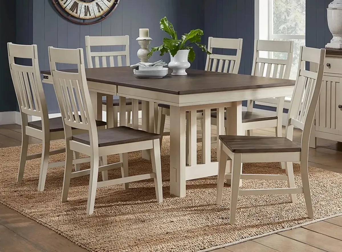 Bremerton 7-pc. Rectangular Dining Set with Butterfly Leaf in Saddledust-Oyster by A-America