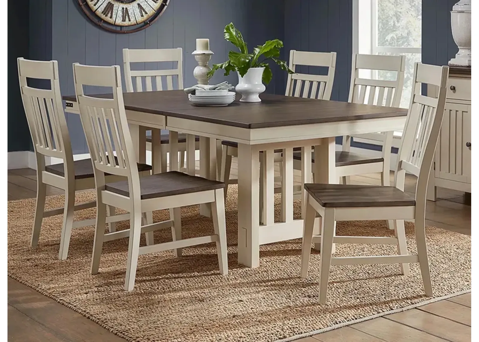 Bremerton 7-pc. Rectangular Dining Set with Butterfly Leaf in Saddledust-Oyster by A-America