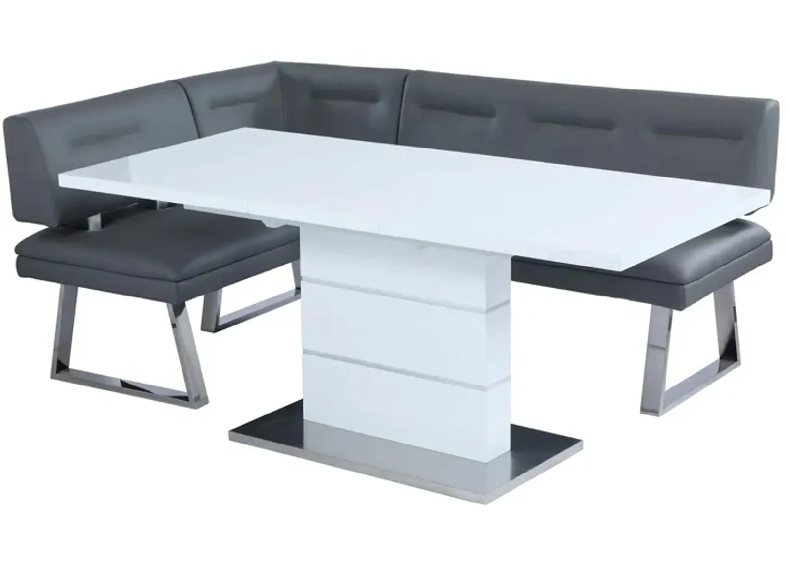 Rachel 2-pc. Dining Set in White and Gray by Chintaly Imports