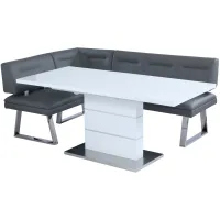 Rachel 2-pc. Dining Set in White and Gray by Chintaly Imports