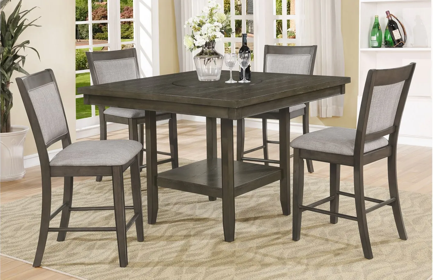 Fulton 5pc. CounterHeight Dining Set in Gray by Crown Mark