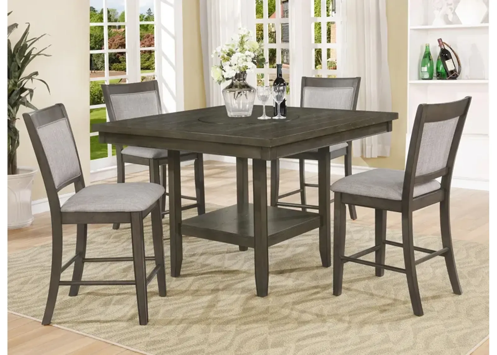 Fulton 5-pc. Counter-Height Dining Set in Gray by Crown Mark