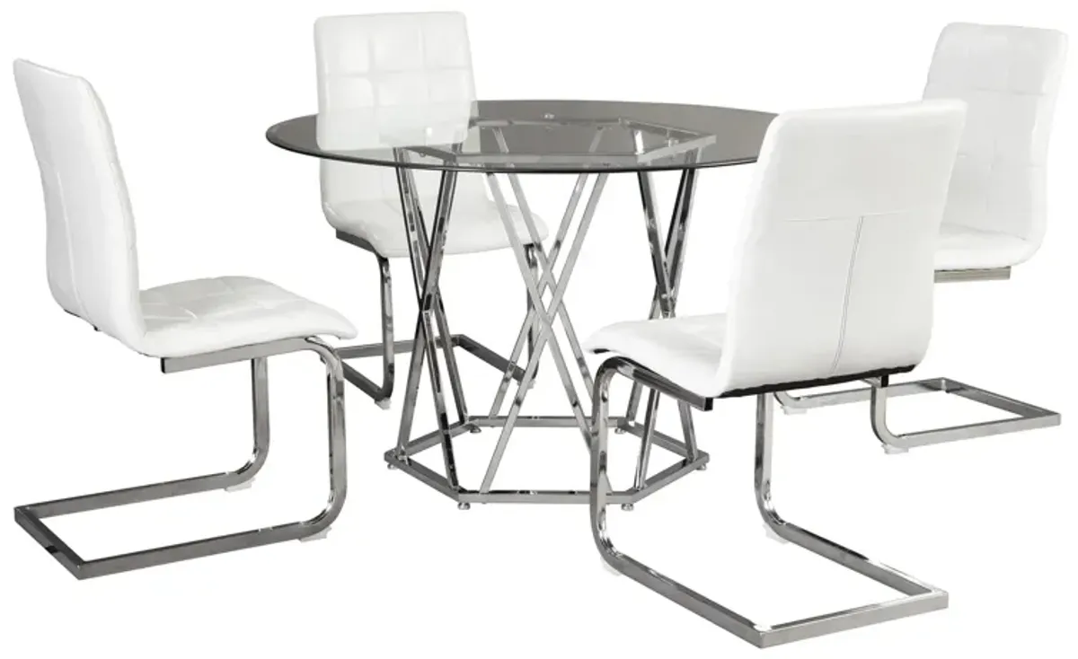 Madanere 5-pc. Dining Set in White/Chrome Finish by Ashley Furniture